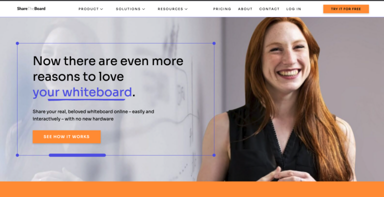 Screenshot of the main page of share the board website in 2023