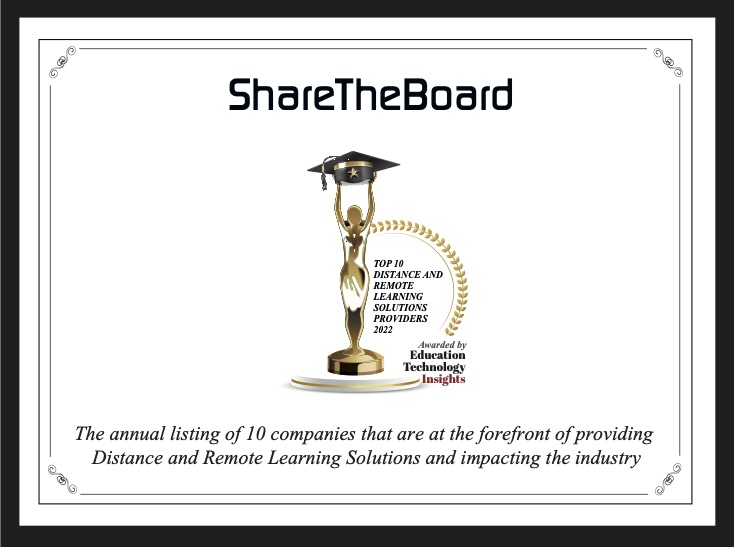 Certificate for Share the board as top 10 distance and remote learning solution