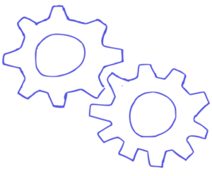 Drawing of two mechanical gears