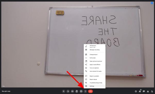 Screenshot of how to use google meet and share the board