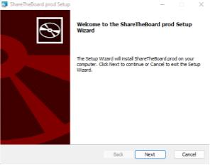 Screenshot of manual installation of share the board desktop version