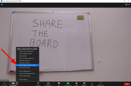 Screenshot on how to add the share the board app in zoom