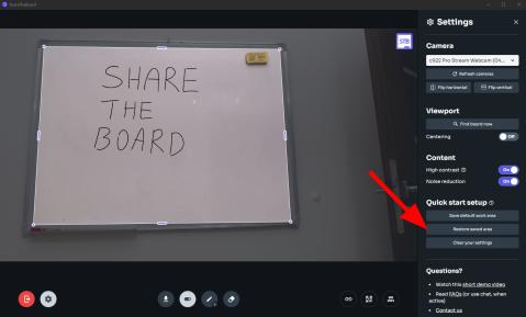 Screenshot of quick set-up in share the board application