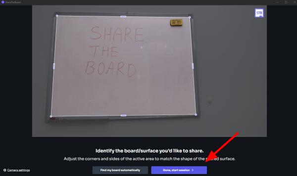 Screenshot of manual onboarding for share the board app